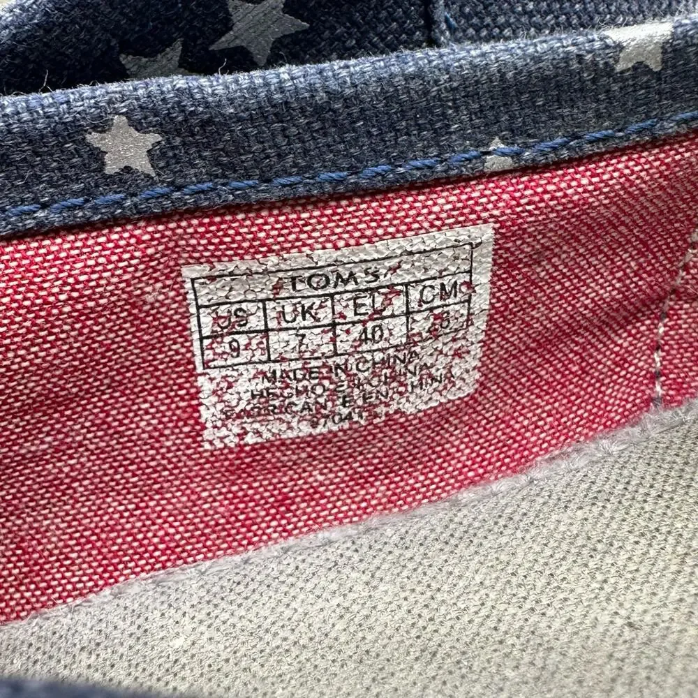 TOMS Navy/White Star Print Slip-On Women's US9 UK7 Loafers Shoes Flats Round Toe - Picture 7 of 7